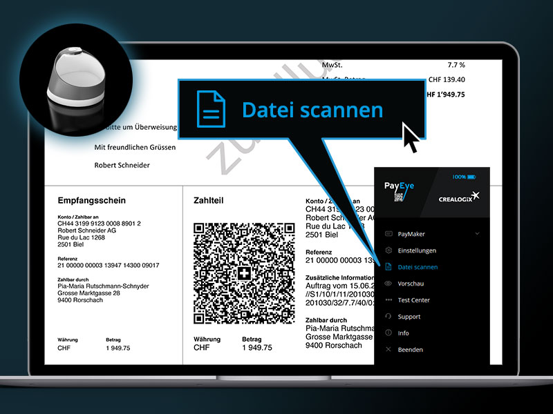 Swiss QR Code scannen von der QR-Rechnung direkt aus der PDF Datei
