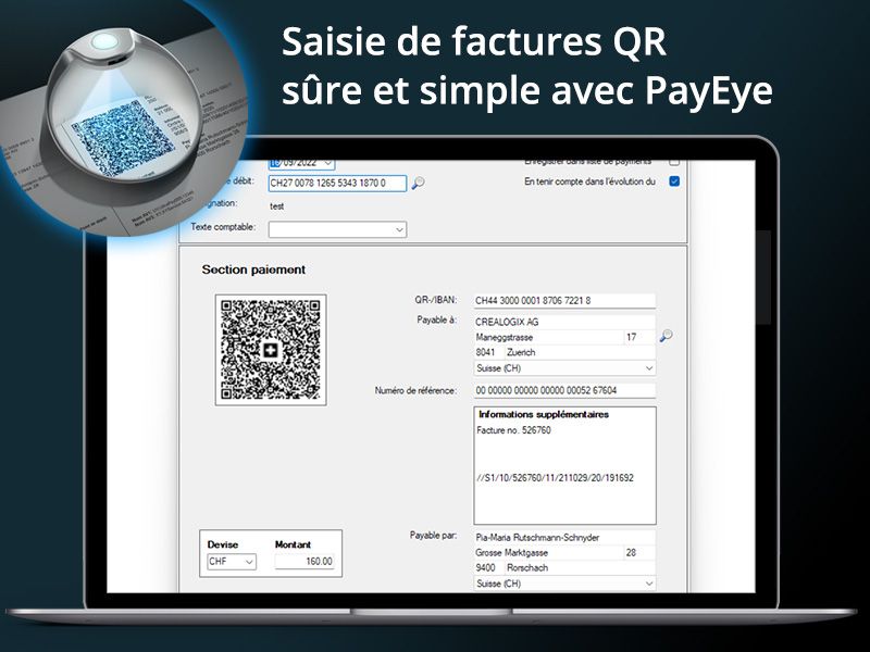 L'application PayEye est préconfigurée pour plus de 400 applications PGI et e-banking