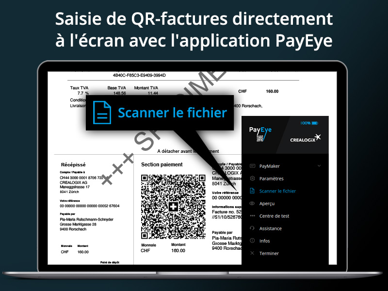 L'application PayEye permet de saisir les données de paiement directement à partir de la facture PDF